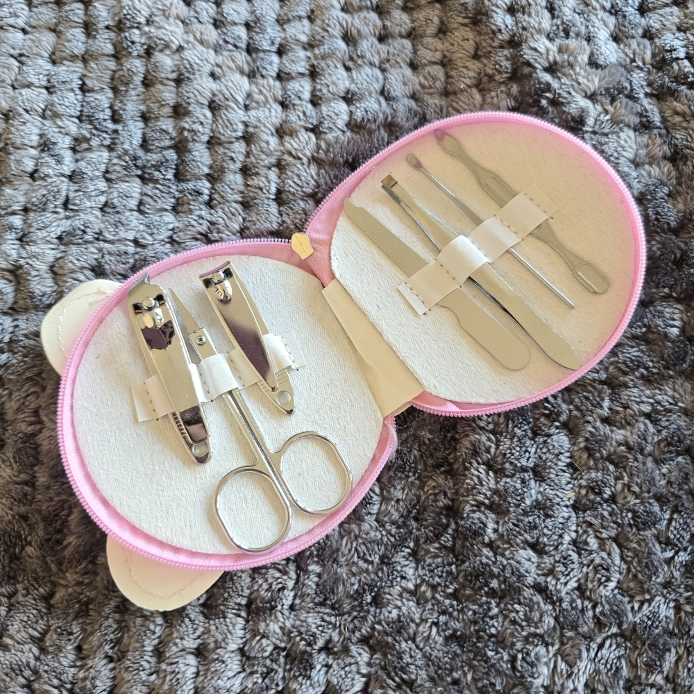 new Hello Kitty Sanrio Manicure Set Nail Set Tools 7 Piece Zip Pouch Purse - Picture 7 of 8